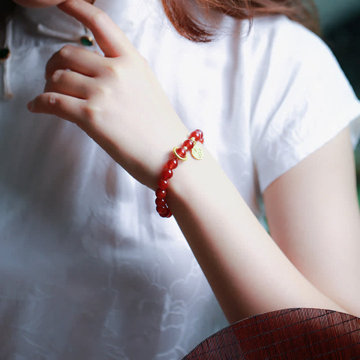 Buddha Stones Natural Red Agate Blessing Letter Confidence Bracelet - image 2