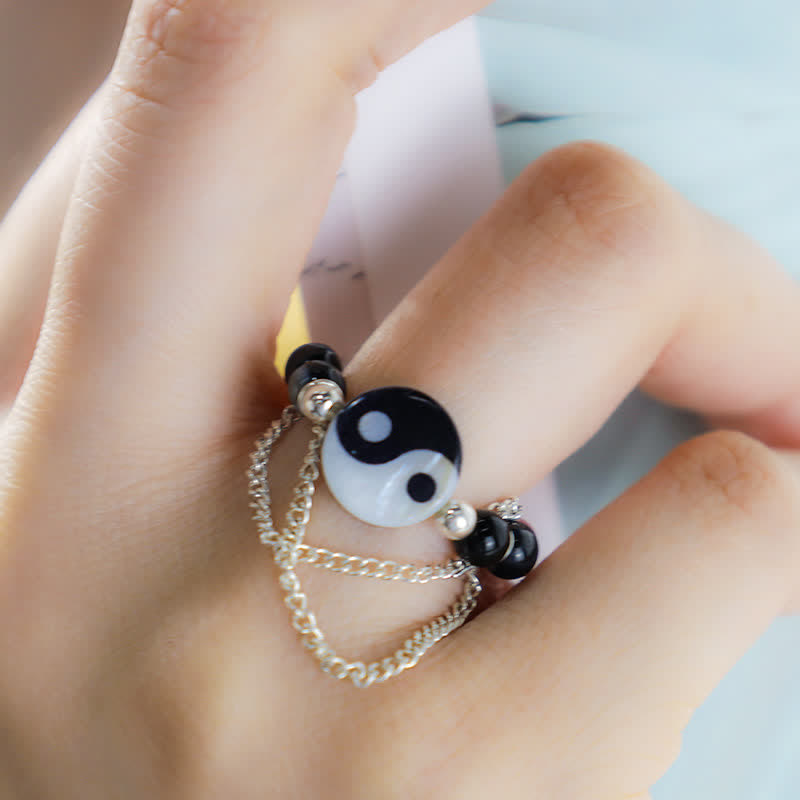 Buddha Stones Yin Yang Symbol Balance Luck Ring - image 2