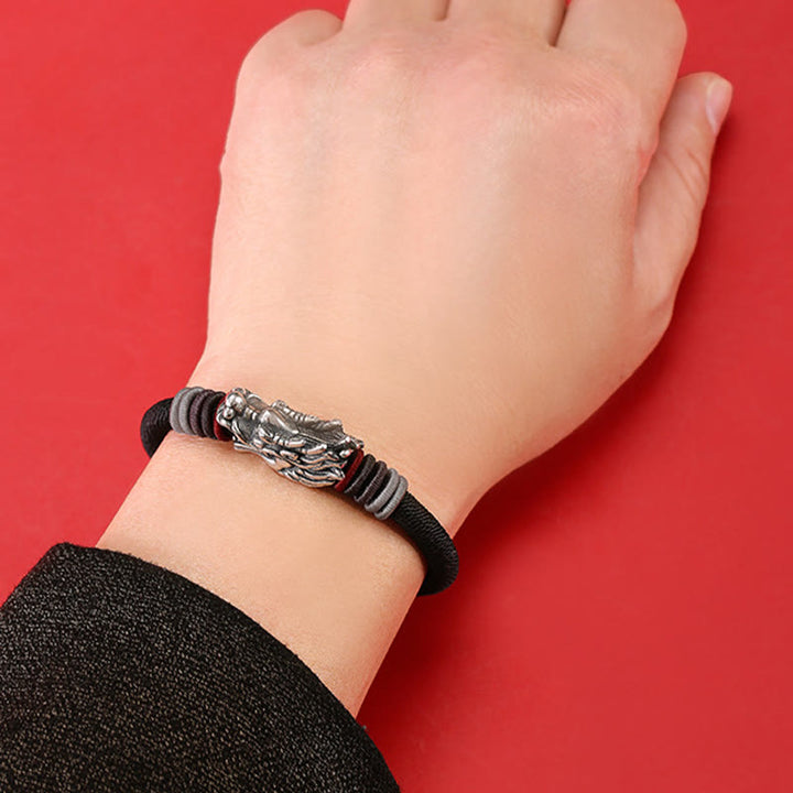Buddha Stones 999 Sterling Silver Dragon Luck Handcrafted Braided Child Adult Bracelet - image 7