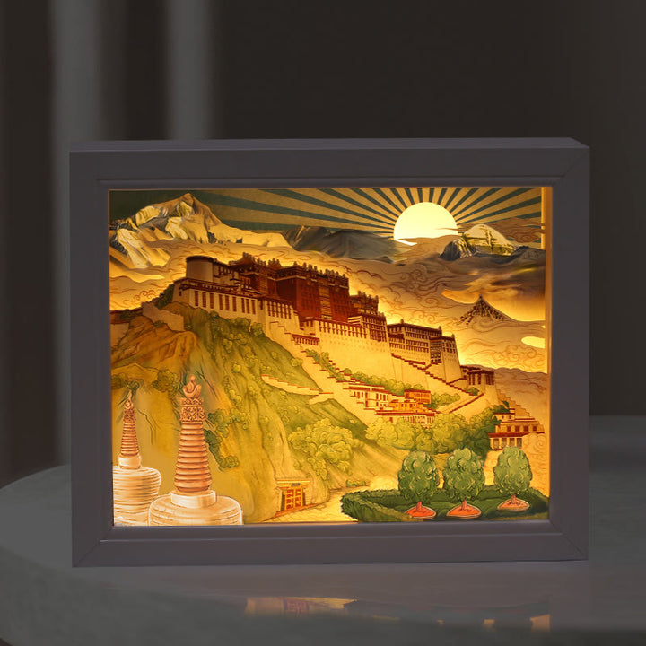Tibet Potala Palace Paper LED Carving Lamp Art Night Lights Creative LED Table Lamp - image 11