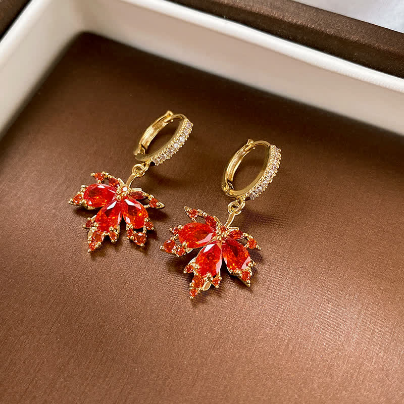 Buddha Stones Maple Leaf Zircon Luck Necklace Pendant Ring Earrings - image 4