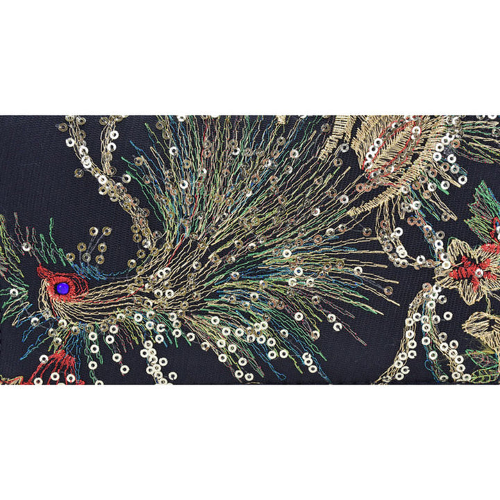 Buddha Stones Peacock Double-sided Embroidery Cash Holder Wallet Shopping Purse - image 12