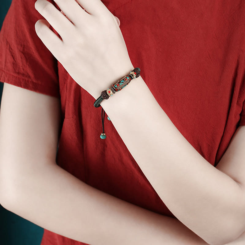 Buddha Stones Handmade Tibetan Turquoise Om Mani Padme Hum Strength Braided Bracelet - image 11