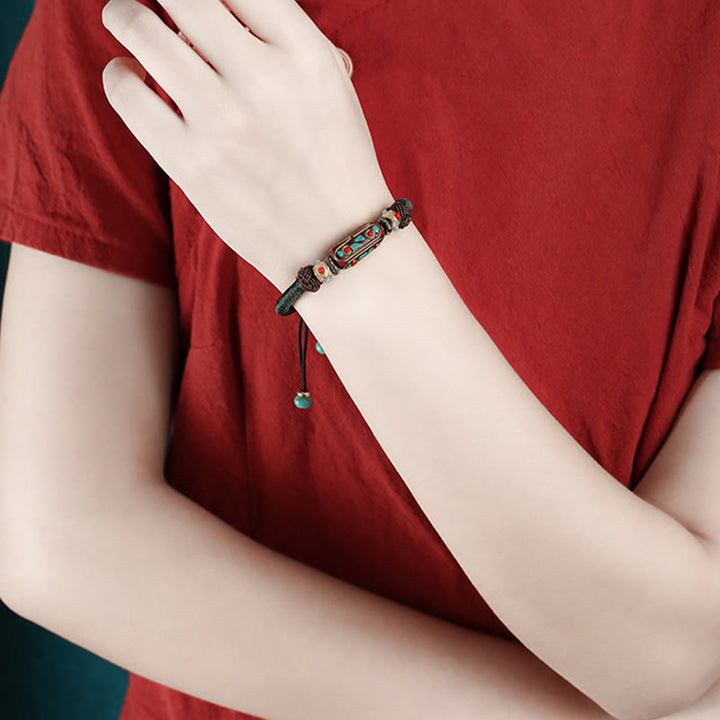 Buddha Stones Handmade Tibetan Turquoise Om Mani Padme Hum Strength Braided Bracelet - image 11