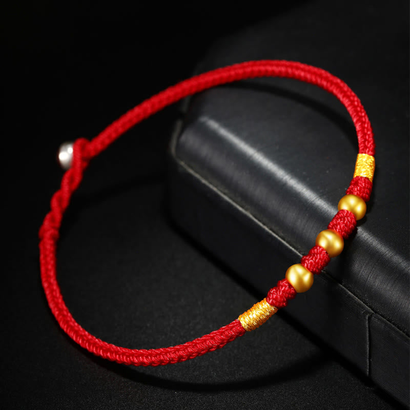 Buddha Stones 999 Gold Beads Luck King Kong Knot Handmade Braided Protection Bracelet - image 5