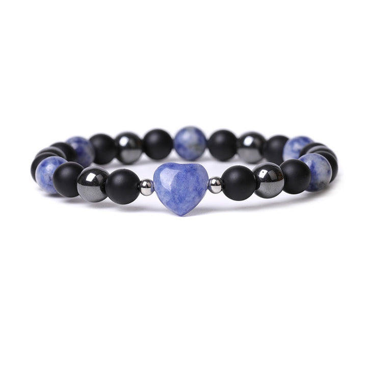 Buddha Stones Black Onyx Tiger Eye Stone Crystal Love Heart Protection Bracelet - Black Onyx&Sodalite - image 21