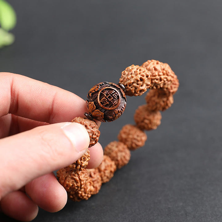 Buddha Stones Tibet Rudraksha Bodhi Seed PiXiu Copper Coin Wealth Luck Bracelet - image 5