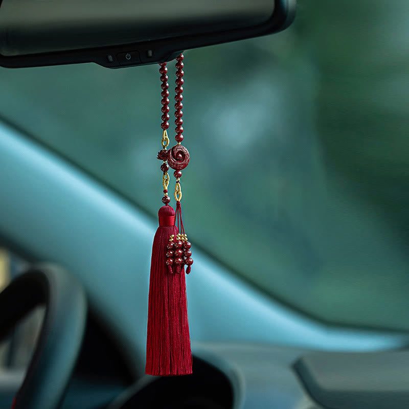 Buddha Stones One's Luck Improves Design Patern Natural Cinnabar Lotus Blessing Car Hanging Decoration - image 5