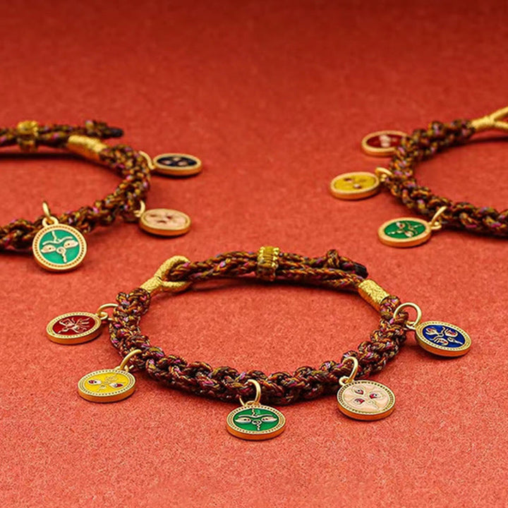 Buddha Stones Tibetan Five God Of Wealth Thangka Luck Braid String Bracelet - image 12