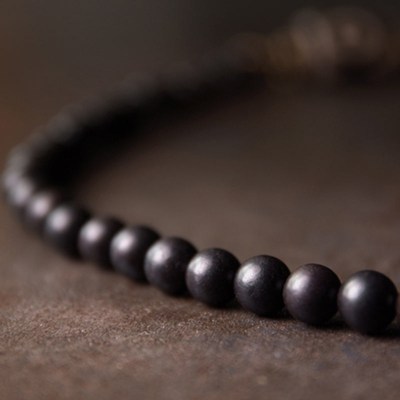 Buddha Stones Ebony Wood Dzi Bead Copper Protection Couple Bracelet - image 6