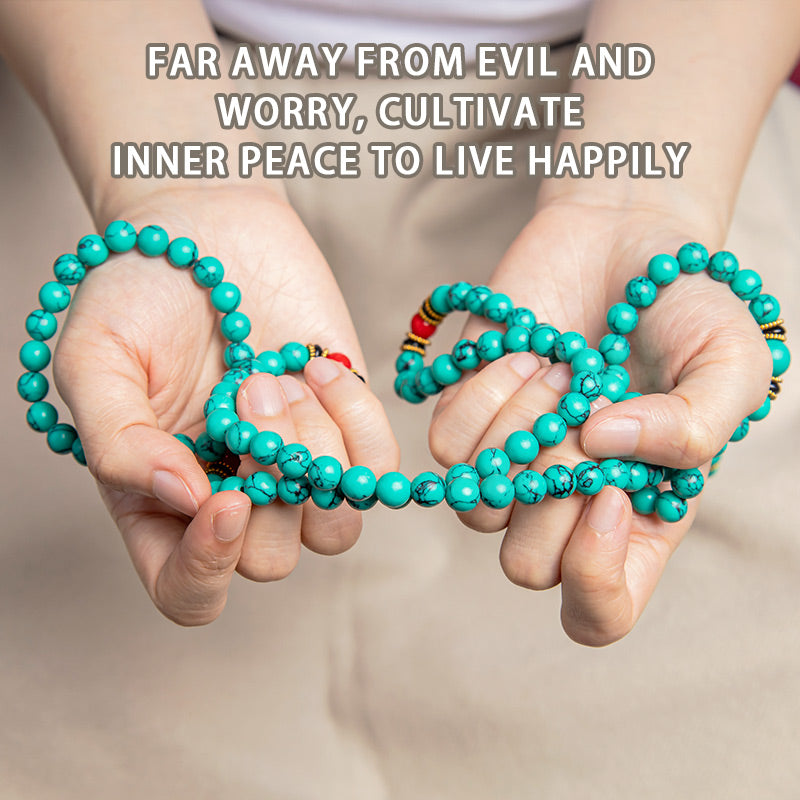 Buddha Stones Tibetan Turquoise Healing Mala Bracelet - image 1