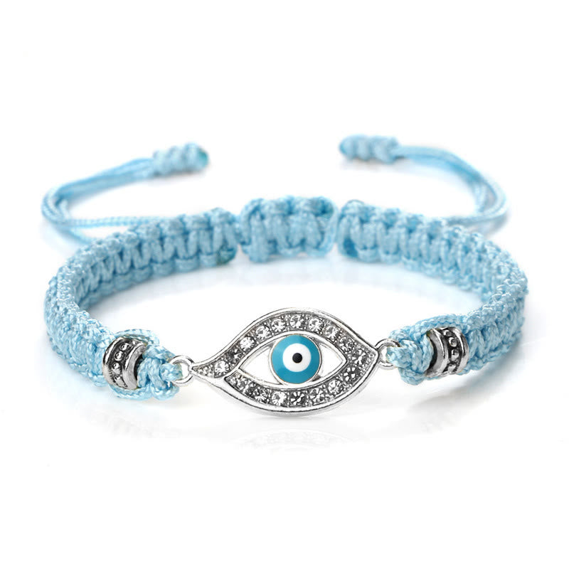 Buddha Stones Evil Eye Keep Away Evil Spirits String Bracelet - Light Blue Light Blue Evil Eye - Silver Border - image 41