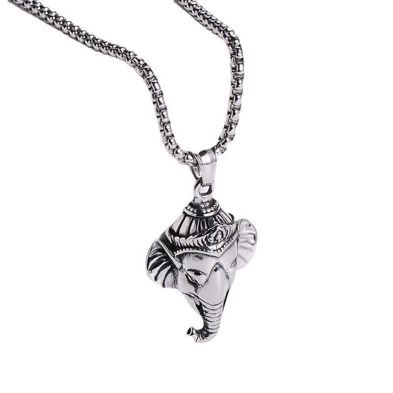 Buddha Stones Ganesh Ganpati Elephant Titanium Steel Protection Pendant Necklace - image 4
