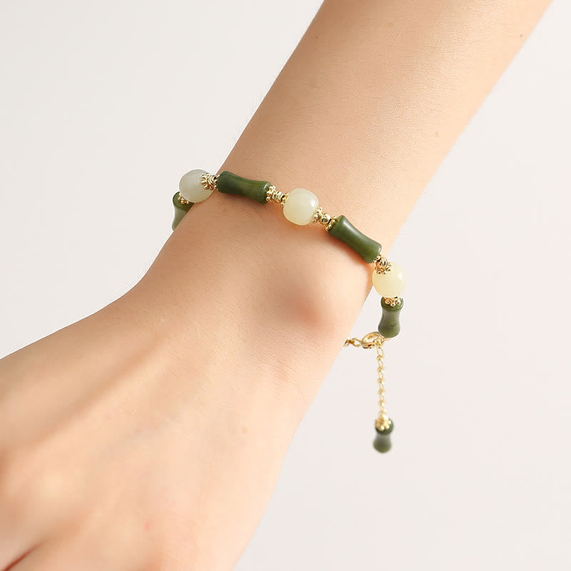 Buddha Stones Glass Bead Bamboo Luck Strength Chain Bracelet - image 13