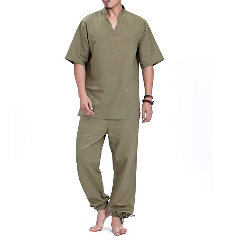 Buddha Stones Meditation Prayer Spiritual Zen Practice Yoga Clothing Men's Set - Green - US/UK/AU44，EU54 (3XL) - image 3