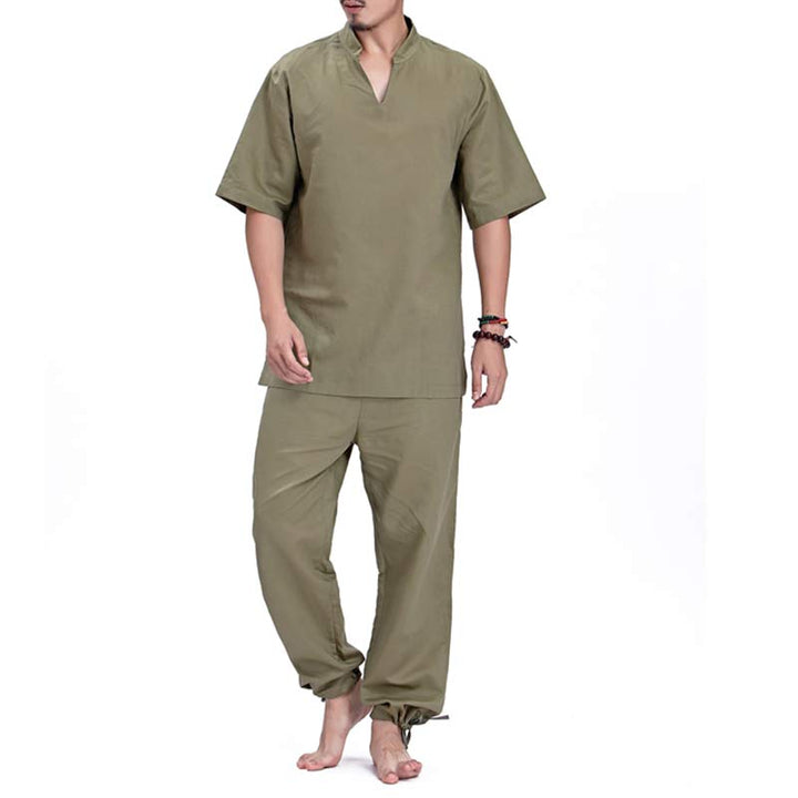 Buddha Stones Meditation Prayer Spiritual Zen Practice Yoga Clothing Men's Set - Green - US/UK/AU44，EU54 (3XL) - image 3