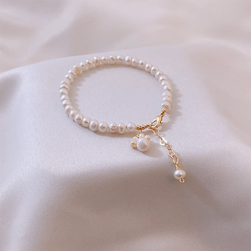 Buddha Stones Pearl Cat Paw Healing Chain Bracelet - image 8