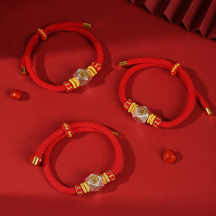 Buddha Stones 999 Sterling Silver Chinese Zodiac Natal Buddha Red Rope Luck Strength Handcrafted Kids Bracelet - image 2