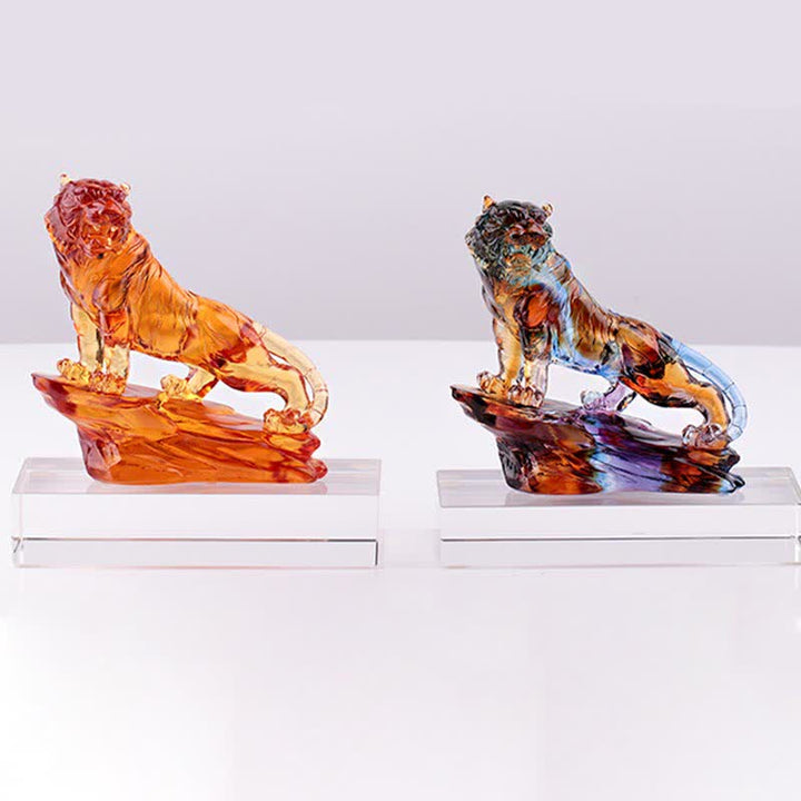 Handmade Liuli Crystal Tiger Art Piece Protection Home Decoration - image 21
