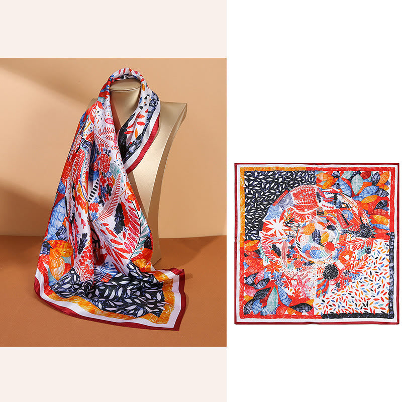 Buddha Stones Pastoral Scene Hot Air Balloon Spring Blossom 100% Mulberry Silk Neck Hair Scarf - Summer Flowers - image 22