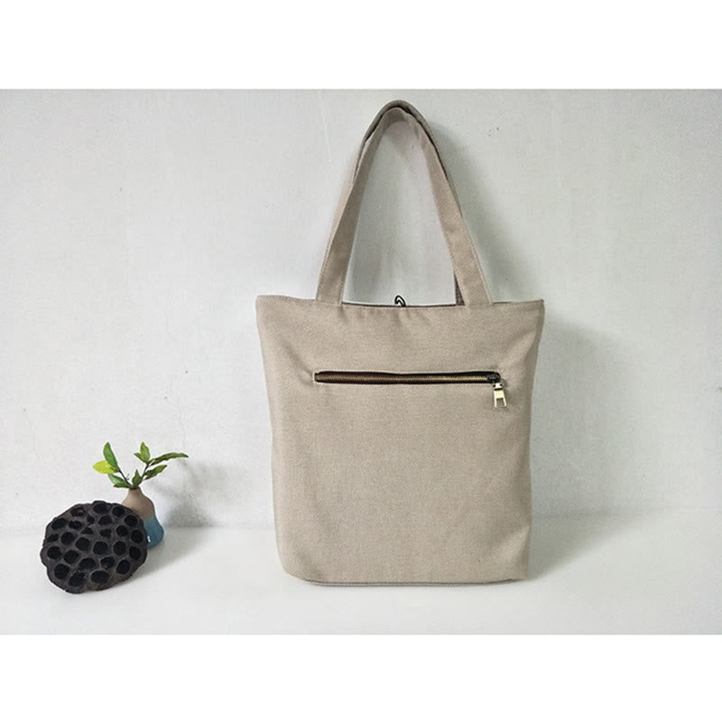 Buddha Stones Pear Flower Plum Peach Blossom Bamboo Embroidery Canvas Large Capacity Shoulder Bag Tote Bag - image 44