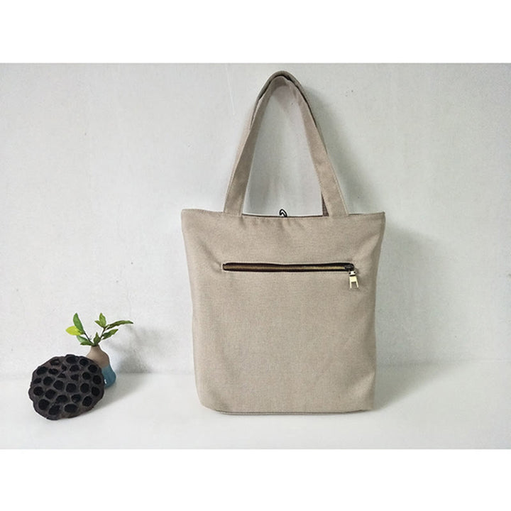 Buddha Stones Pear Flower Plum Peach Blossom Bamboo Embroidery Canvas Large Capacity Shoulder Bag Tote Bag - image 44