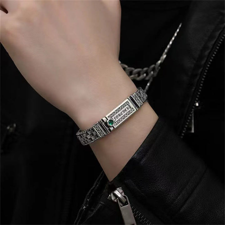 Buddha Stones Tibetan Om Mani Padme Hum Tang Dynasty Flower Design Copper Peace Chain Bracelet - image 4