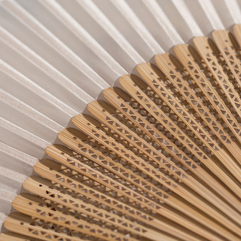 Buddha Stones Vintage Handheld Folding Fan With Bamboo Frames - image 18