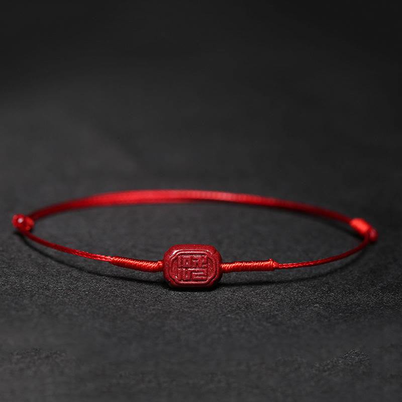 Buddha Stones Handmade Plum Blossom Four Leaf Clover PiXiu Lotus Koi Fish Cinnabar Blessing Braid Bracelet - Red(Wrist Circumference 14-19cm) - Fu Auspicious Character - image 17