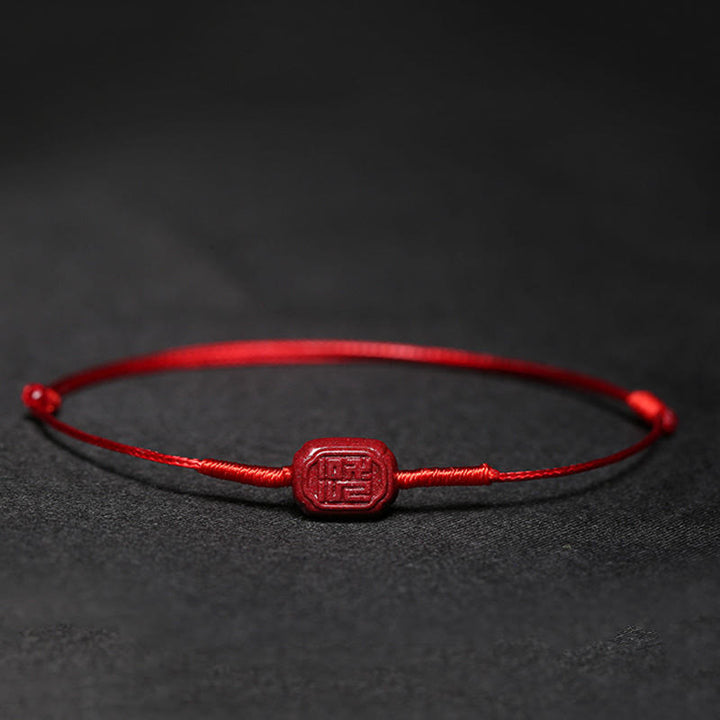 Buddha Stones Handmade Plum Blossom Four Leaf Clover PiXiu Lotus Koi Fish Cinnabar Blessing Braid Bracelet - Red(Wrist Circumference 14-19cm) - Fu Auspicious Character - image 17