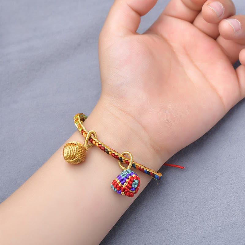 Buddha Stones Colorful Rope Luck Handmade Zongzi Golden Ball Charm Bracelet - image 7