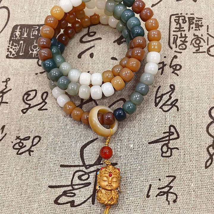 Buddha Stones 108 Mala Beads Gradient Bodhi Seed Green Tara Buddha Engraved Peace Harmony Bracelet - image 6