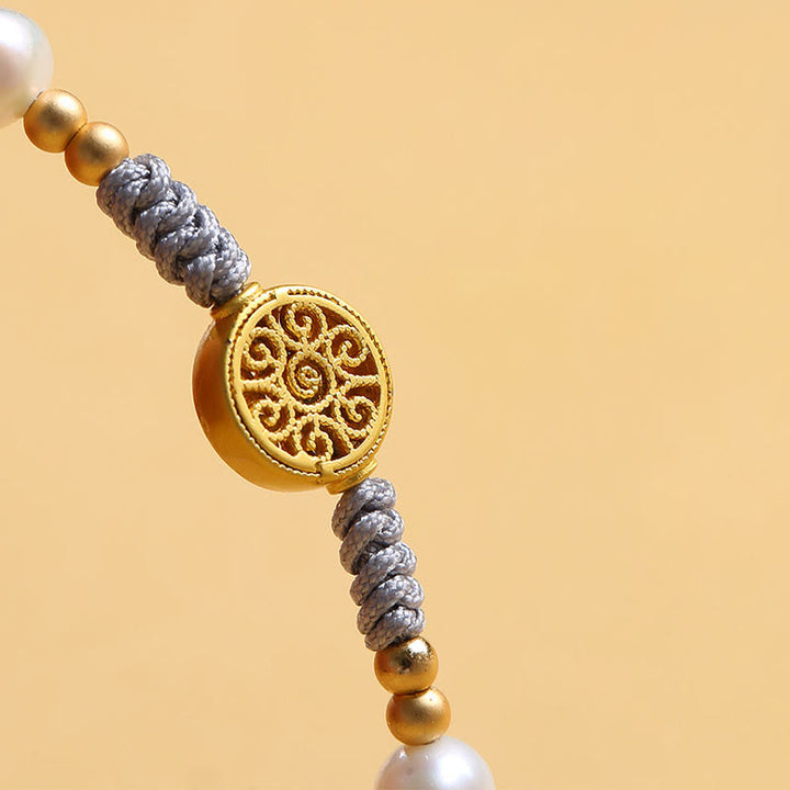 Buddha Stones Copper Coin Fortune Tree Pearl Luck Blue Rope Braided Bracelet - image 24