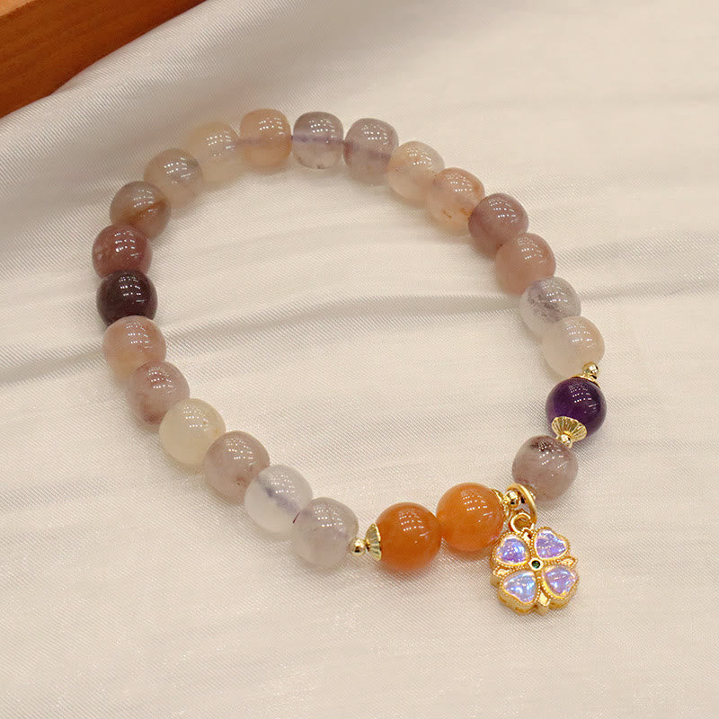 Buddha Stones Natural Purple Golden Silk Jade Violet Flower Bead Charm Wealth Bracelet - image 3