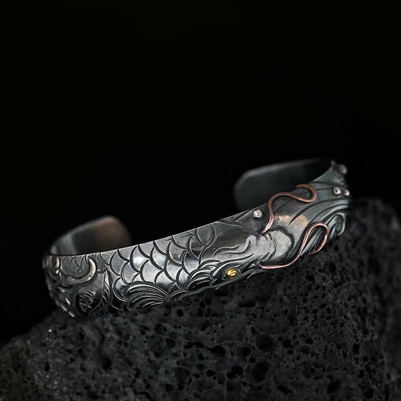 Buddha Stones 999 Sterling Silver 990 Gold Koi Fish Luck Wealth Success Bracelet Bangle - Koi Fish (Luck ♥ Prosperity) - image 0