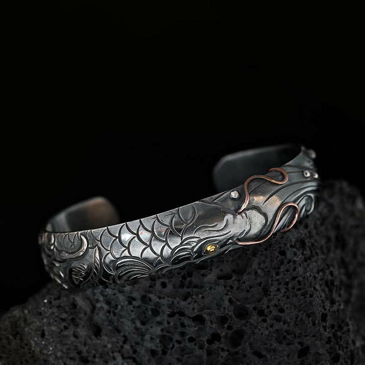 Buddha Stones 999 Sterling Silver 990 Gold Koi Fish Luck Wealth Success Bracelet Bangle - Koi Fish (Luck ♥ Prosperity) - image 0