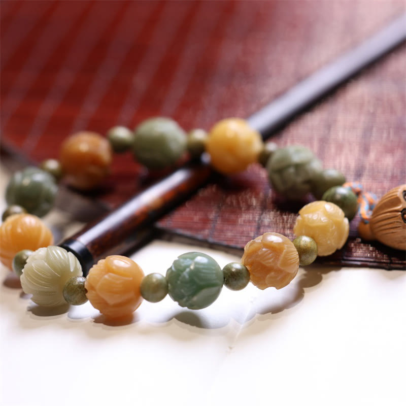 Buddha Stones Bodhi Seed Lotus Green Sandalwood Wisdom Harmony Bracelet - image 4