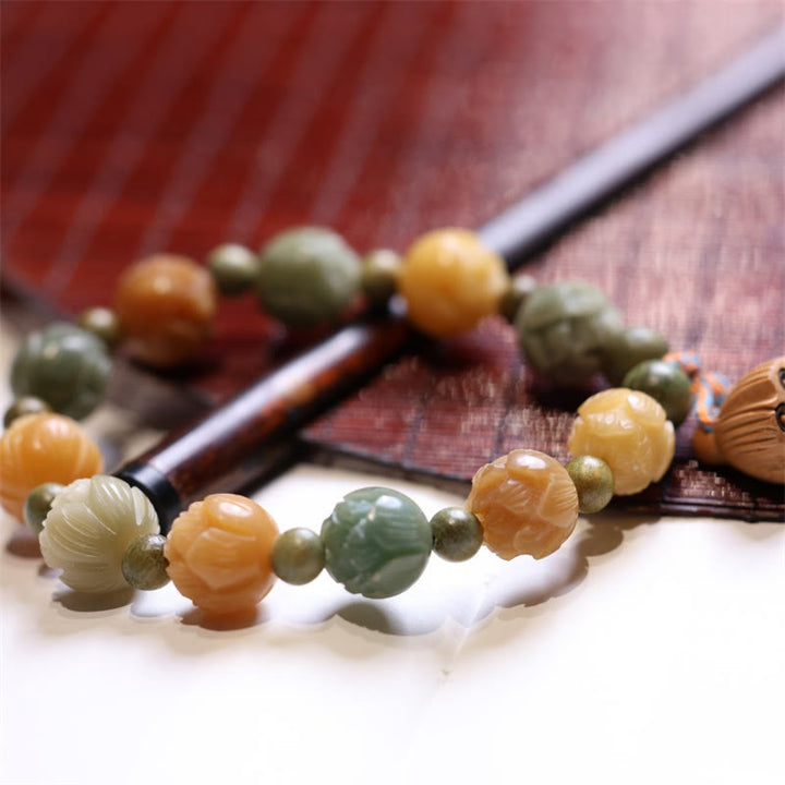 Buddha Stones Bodhi Seed Lotus Green Sandalwood Wisdom Harmony Bracelet - image 4