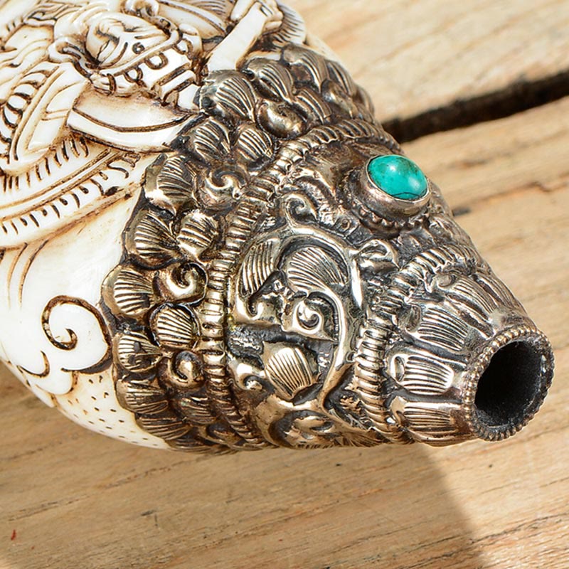 Tibetan Handmade Engraved Shankha Buddha Conch Shell Wealth Positive Decoration - image 6