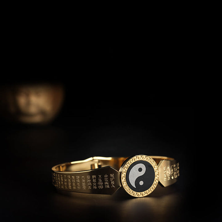 Buddha Stones Yin Yang Lotus Om Mani Padme Hum Mantra Titanium Steel Harmony Bracelet Bangle - image 4