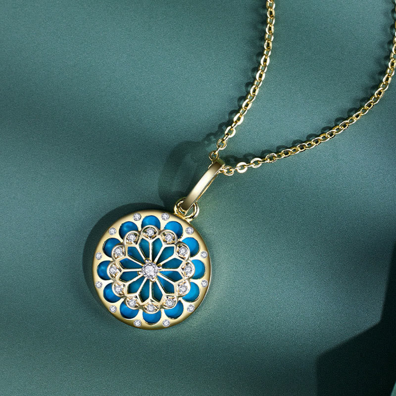 Buddha Stones 925 Sterling Silver Round Turquoise Zircon Protection Strength Necklace Pendant - image 1
