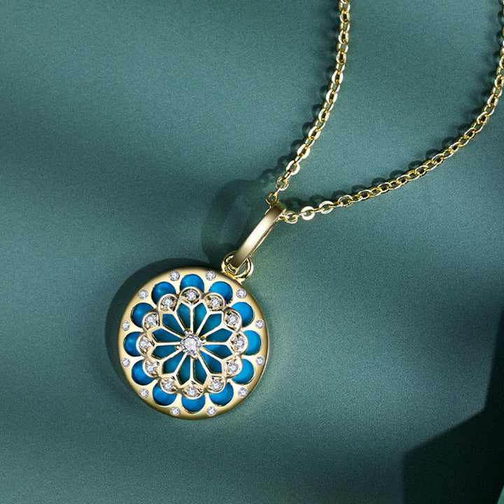 Buddha Stones 925 Sterling Silver Round Turquoise Zircon Protection Strength Necklace Pendant - image 1