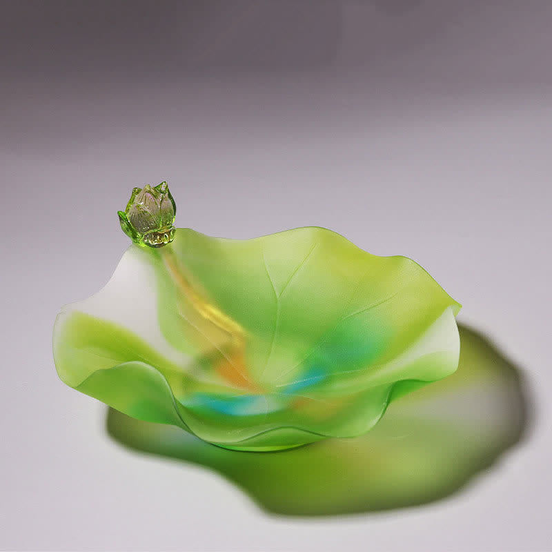 Feng Shui Lotus Handmade Liuli Crystal Art Piece Home Office Offering Decoration - image 8