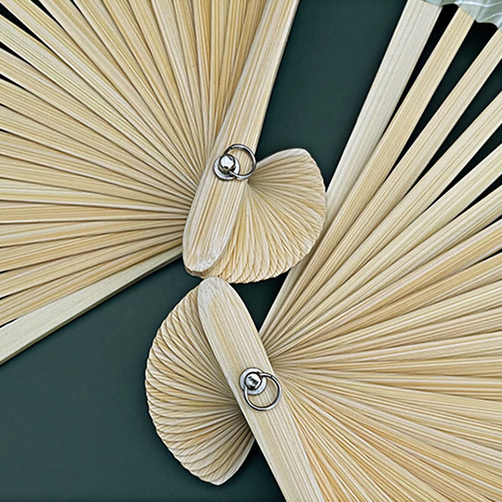 Buddha Stones Lotus Flowers Leaf Koi Fish Handheld Paper Bamboo Folding Fan - image 6