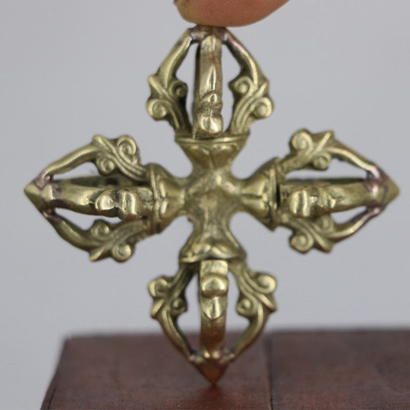 Nepal Handmade 5 Prong Double Dorje Copper Strength Vajra - Dorje/Vajra(Enlightenment♥Spiritual Power) - image 0