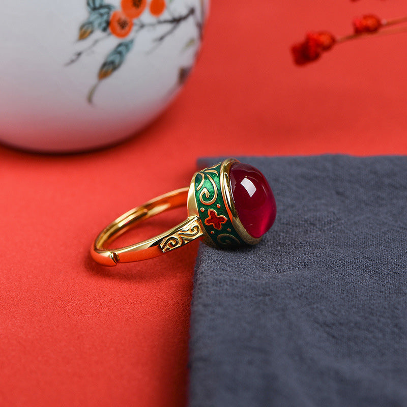 Buddha Stones 925 Sterling Silver Red Corundum Courage Ring - image 10