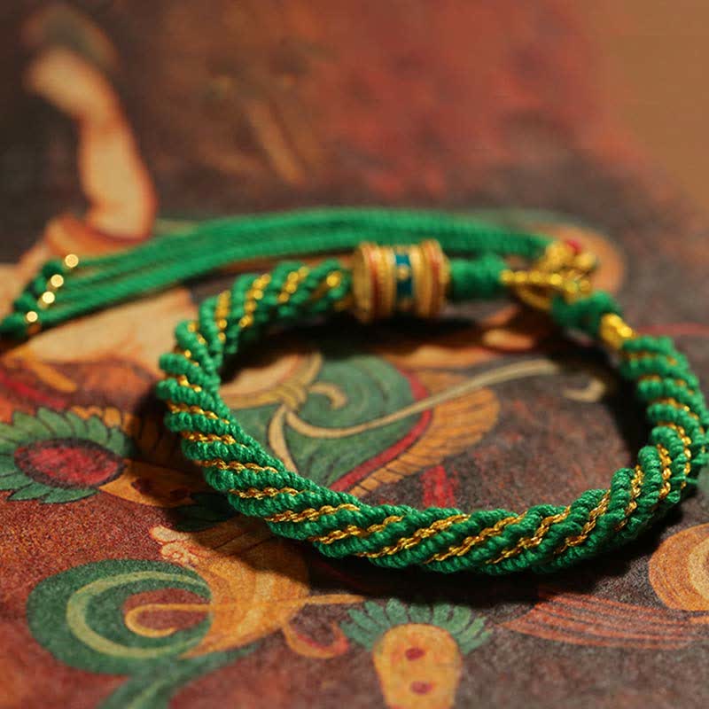 Buddha Stones Tibetan Handmade Luck Thangka Prayer Wheel Charm Weave String Bracelet - image 15