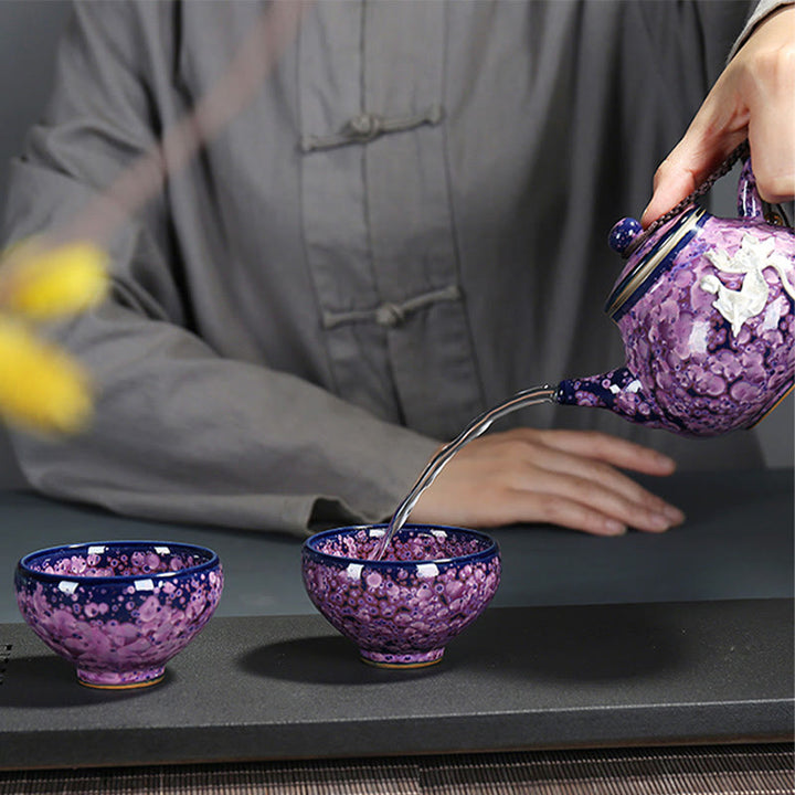 Buddha Stones Colorful Iris Flowers Chinese Jianzhan Kiln Change Porcelain Teacup Tenmoku Kung Fu Tea Cup - image 7