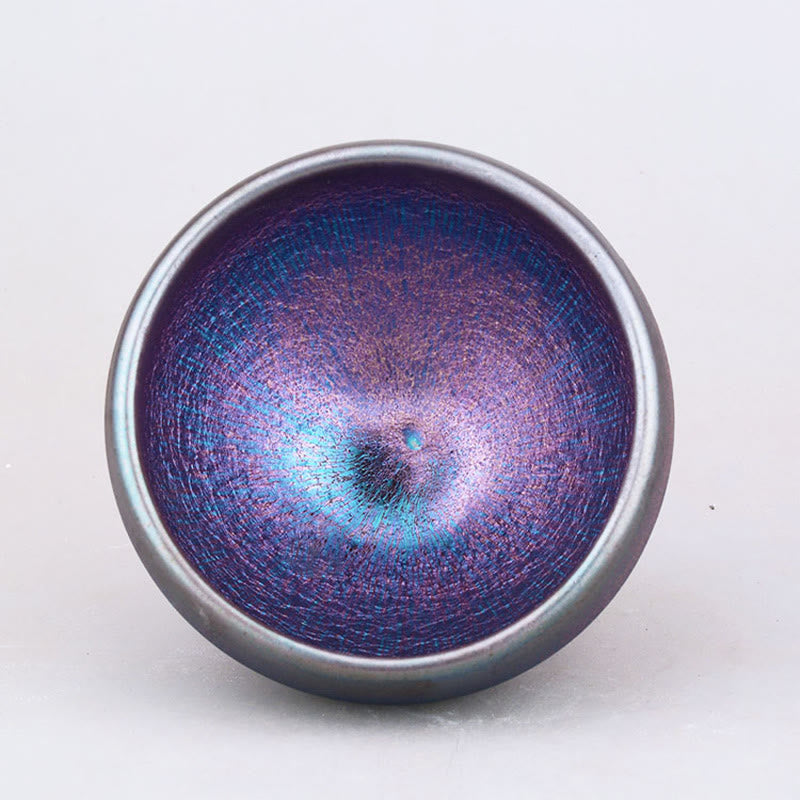 Buddha Stones Handmade Aurora Rainbow Design Chinese Jianzhan Ceramic Teacup Tenmoku Kung Fu Tea Cup - image 1