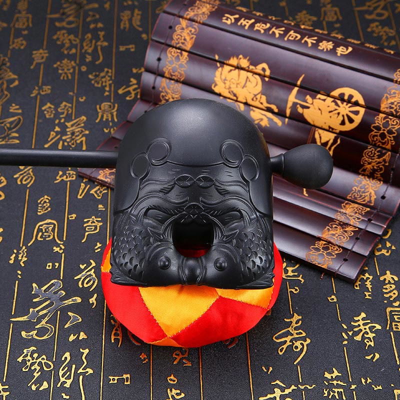 Buddha Stones Koi Fish Pattern Mindfulness Buddhist Temple Mokugyo Wooden Fish Drum - image 2